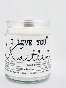 I LOVE YOU Candle (Personalized)