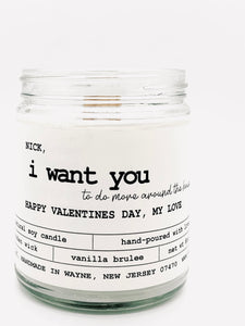 I WANT YOU Candle (Personalized)
