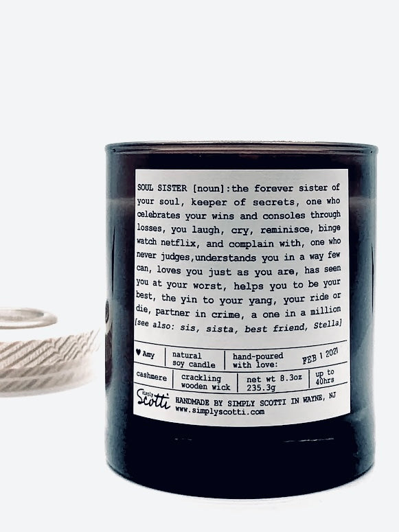'SOUL SISTER' Definition Candle (Personalized)