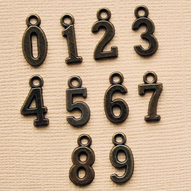 ANTIQUE BRONZE NUMBER CHARM