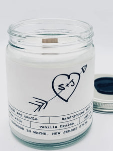 HEARTS + ARROW INITIALS Candle (Personalized)