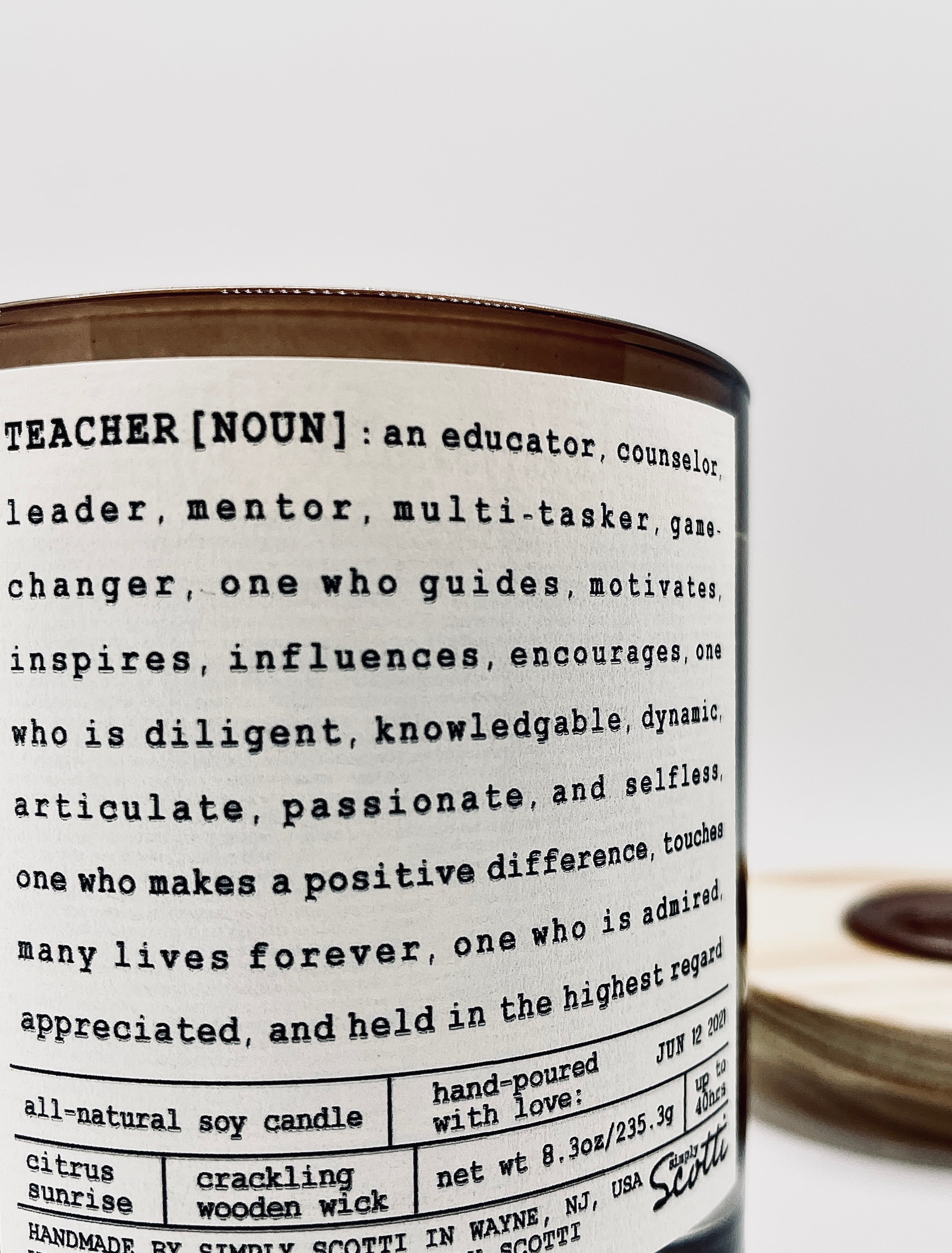'TEACHER' Definition Candle (Personalized)