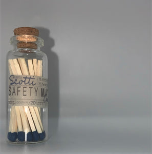 Mini Color-Tipped Safety Matches + Glass Bottle