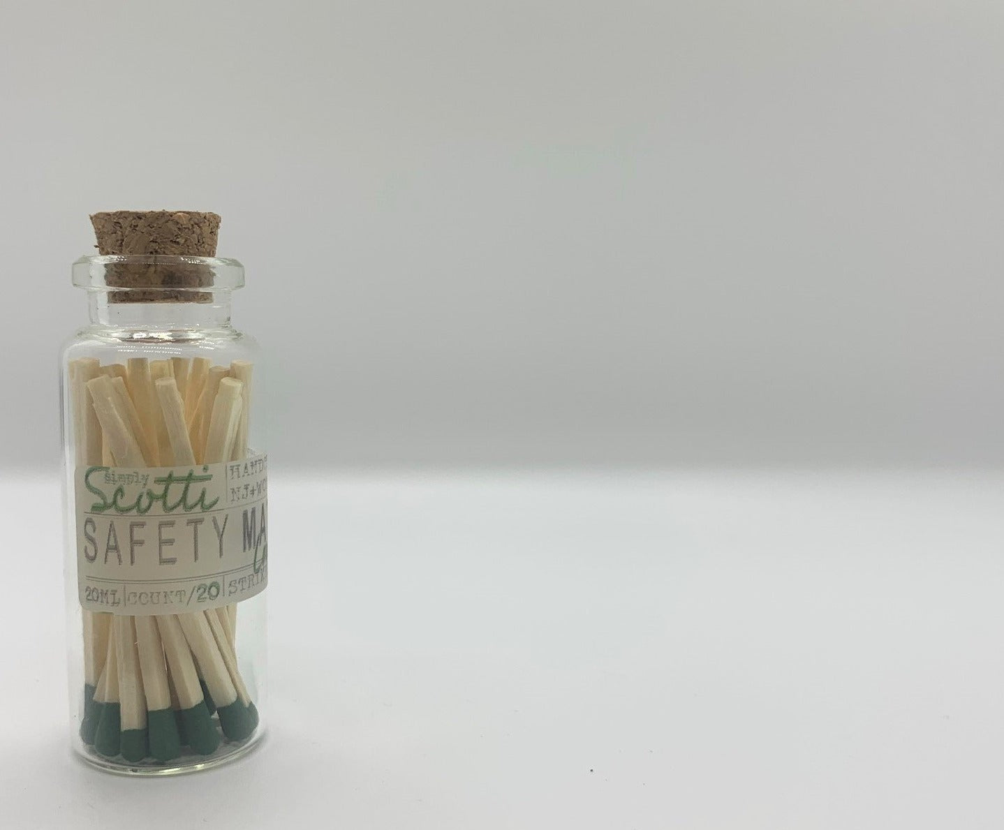 Mini Color-Tipped Safety Matches + Glass Bottle