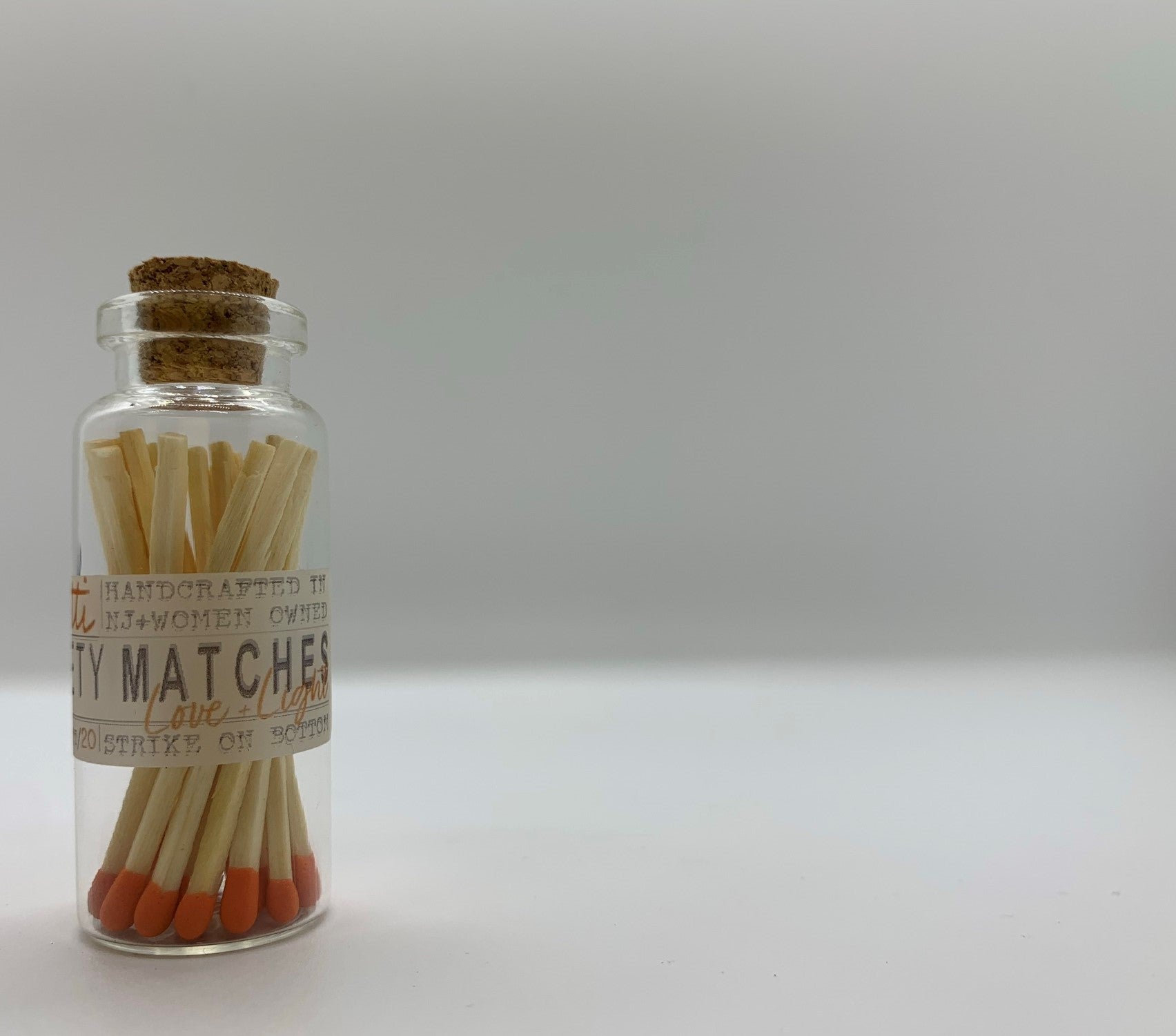 Mini Color-Tipped Safety Matches + Glass Bottle