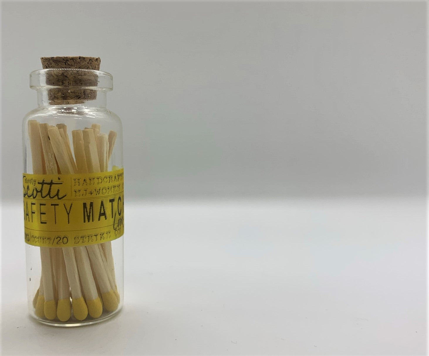 Mini Color-Tipped Safety Matches + Glass Bottle